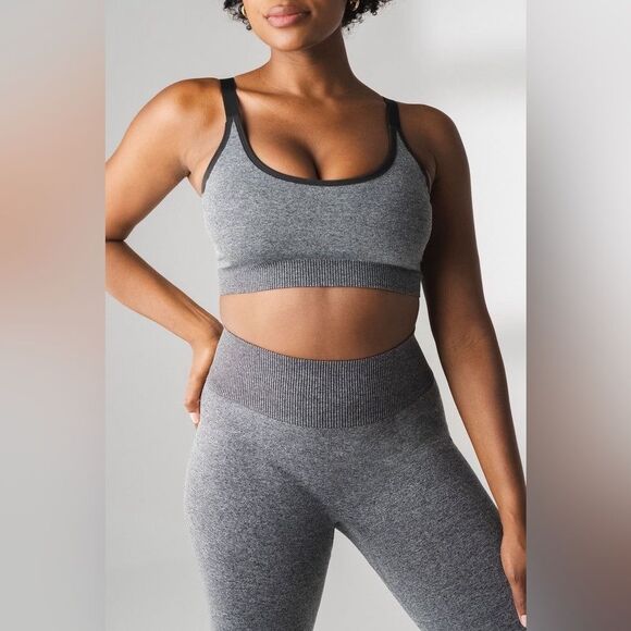 Vitality Formation Scoop Sports Bra - Midnight Heather Grey Gray Size Large NEW - Picture 1 of 9